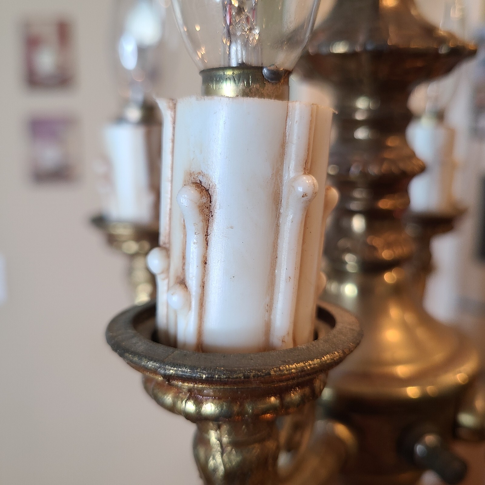 Mid Century Modern Hollywood Regency Iridescent Amber Glass Table Lamps PAIR XL