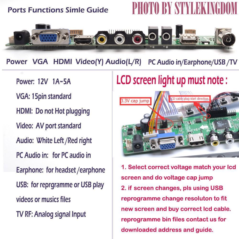 LP173WF1-TL B3 C1 B173HW01 V0 V.4 V5 N173HGE-L11 screen TV HDMI driver ...