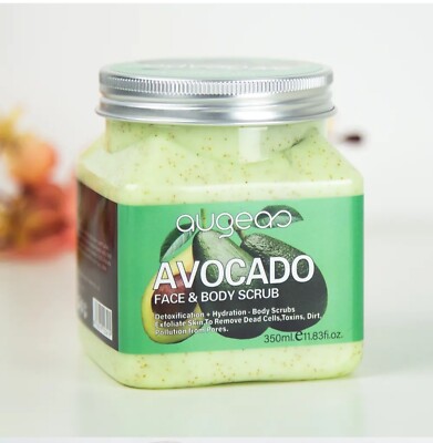 Avocado Face And Body Scrub Natural Detox Hydration Exfoliating 12.3oz Augeas