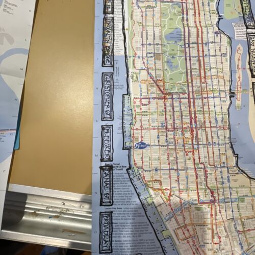 NYC Manhattan Graffiti Bus/Subway Map-Hand Silk Screened. Local Artist, Signed - Picture 10 of 20