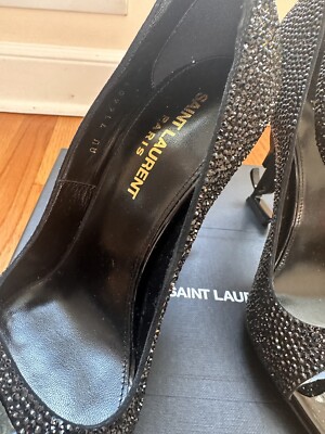 Saint Laurent Women's Opyum Crystal Embellished Logo High Heel