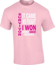 Survivor It Came We Fought I Won Breast Cancer Awareness T-Shirt