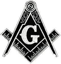 BLACK MASONIC LOGO PATCH embroidered iron-on FREEMASON SQUARE COMPASS MASON new