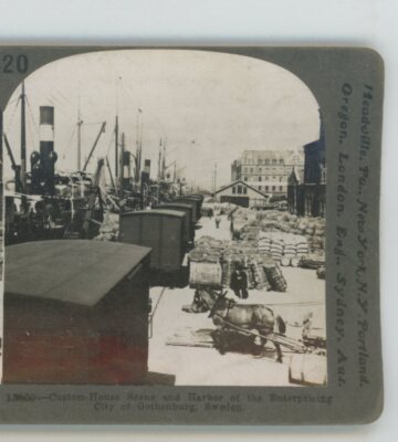 Country House Scene & Harbor Gothenburg Sweden Keystone Stereoview
