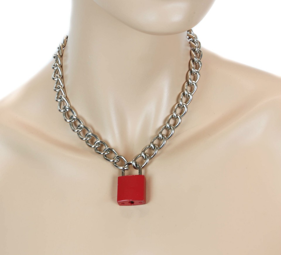 Lock Pendant Padlock Necklace Gold Chain Unisex Punk Rock Gothic