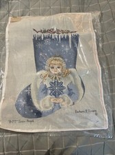 RARE Barbara P. Elmore Snow Angel HP Needlepoint  thread Canvas Stocking 23x18