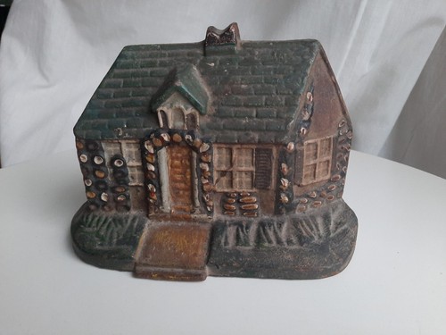 Antique Old Cast Iron Door Stop Country Cottage House Rare Painted