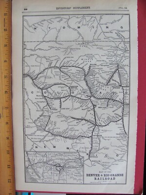 1890 SEPT DENVER & RIO GRANDE RAILROAD ORIGINAL SYSTEM MAP  D&RG RR STATIONS