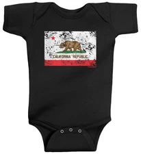 Threadrock Baby California Republic Distressed Flag Infant Bodysuit Bear CA