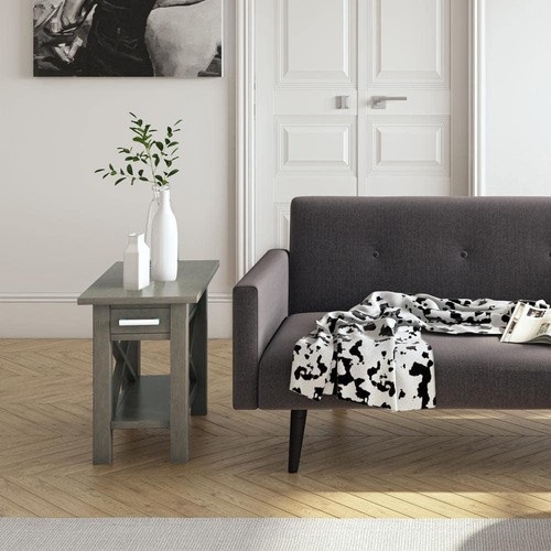 Simpli Home Side Table 24"Lx14"W Rectangle Modern Solid Wood in Farmhouse Grey - Picture 11 of 11