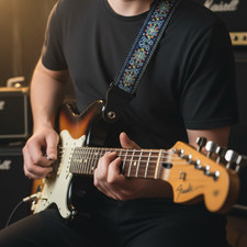 Embroidered Guitar Strap Cotton Extra Wide Adjustable for Acoustic Electric Bass