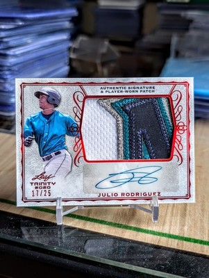 2020 Julio Rodriguez Leaf Trinity RED #/25 RPA Rookie Patch Auto Mariners JRod🔱