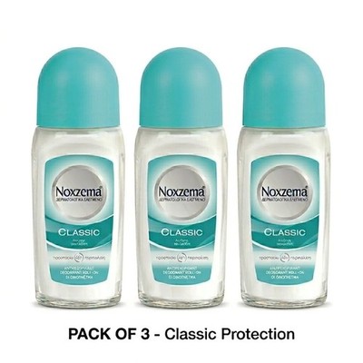 Noxzema Classic Roll On Deodorant 50ml Pack of 3 - 48h Protection Anti-Stain New