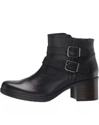 CLARKS DAMEN HOLLIS PEARL ORTHOLITE SCHWARZ LEDER KOMFORT STIEFEL GRÖßE UK 4 D