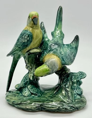 Stangl Bird Green Double Parakeets Pottery #3582 Read Description Repaired