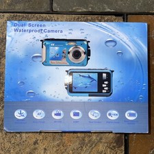 4K Underwater Camera 11FT Waterproof w/ 32GB Card, 56MP, Dual-Screen   Blue