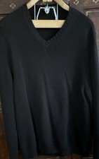 Alan Bilzerian Cotton V-Neck Sweater  Black  Made In Italy  Size XL