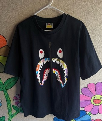 A Bathing Ape Men s Black Shark Graphic Logo Crew Neck Short Sleeve T-Shirt XL