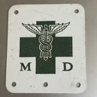 Vintage MD Medical Doctor Sign - Small 3.5 x 4 Inches - Enameled Tin Plaquard