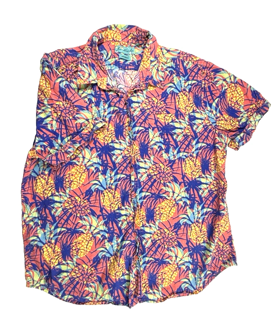 Joe Marlin mens XL Hawaiian shirt pineapples Vacation Beach Resortwear