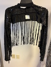 Costume Gallery Adult Medium Black Shrug With Sequins  Fringe