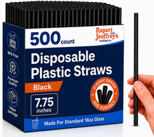 7.75" Plastic Straws 500 Count , Disposable Straws - Made for Standard 16Oz Gla
