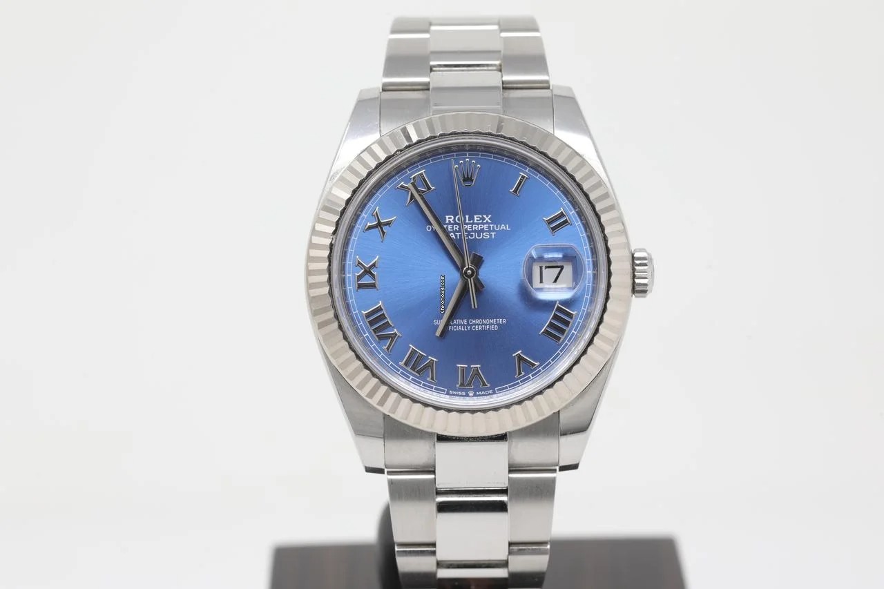 Rolex Datejust 41 Box Papers | Blue | Azurro | Roman Numerals | 2020 New card image 3