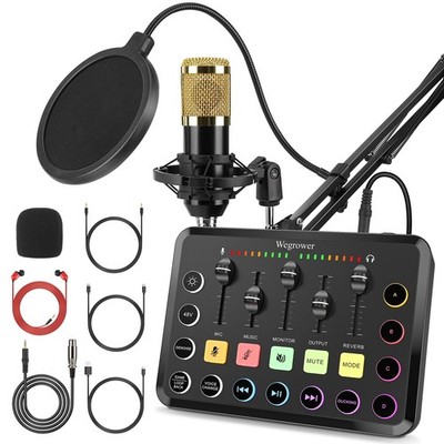 Rechargeable Audio Mixer for Gaming & Podcasting - 48V Phantom Power, Dual Mi...