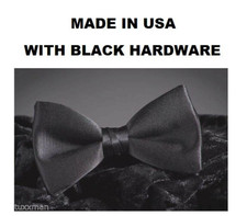 Quality NEW Real Black Satin Bow Tie Banded Tuxedo Adj. Neck 13" - 23.5" U.S.A