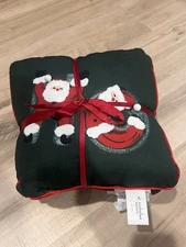 Set of 3 Holiday Santa HOHOHO Decorative 12" x 12" Green & Red Throw Pillows NWT