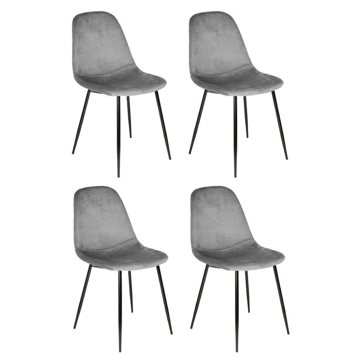 Chaises velours Giulia gris 85cm de salle à manger lot de 4