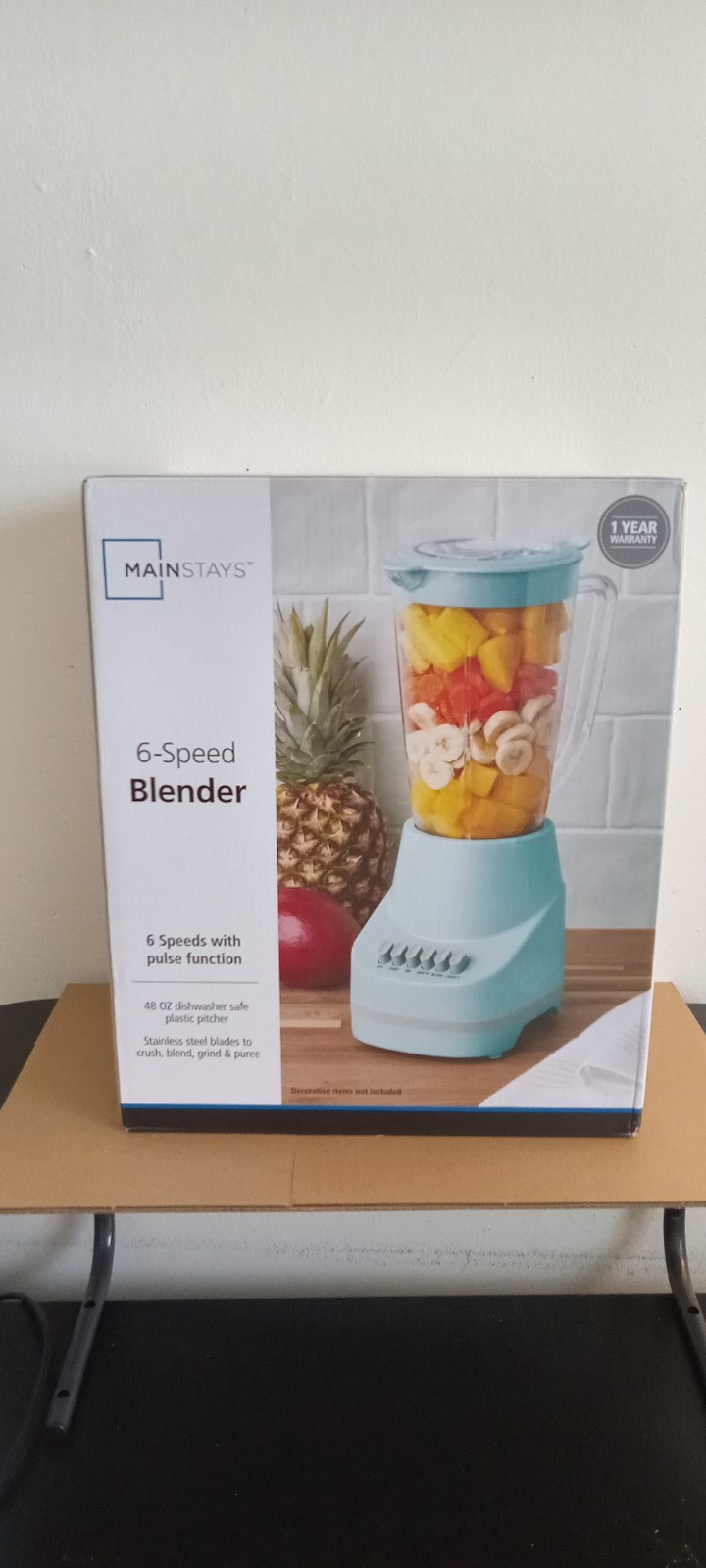 MAINSTAYS 6- SPEED ELECTRIC BLENDER BLUE -500 WATT MOTOR PIT