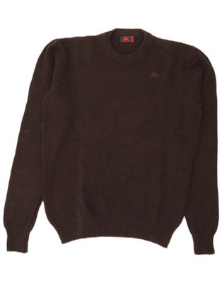 Kappa Mens Crew Neck Jumper Sweater Medium Brown Wool EB21