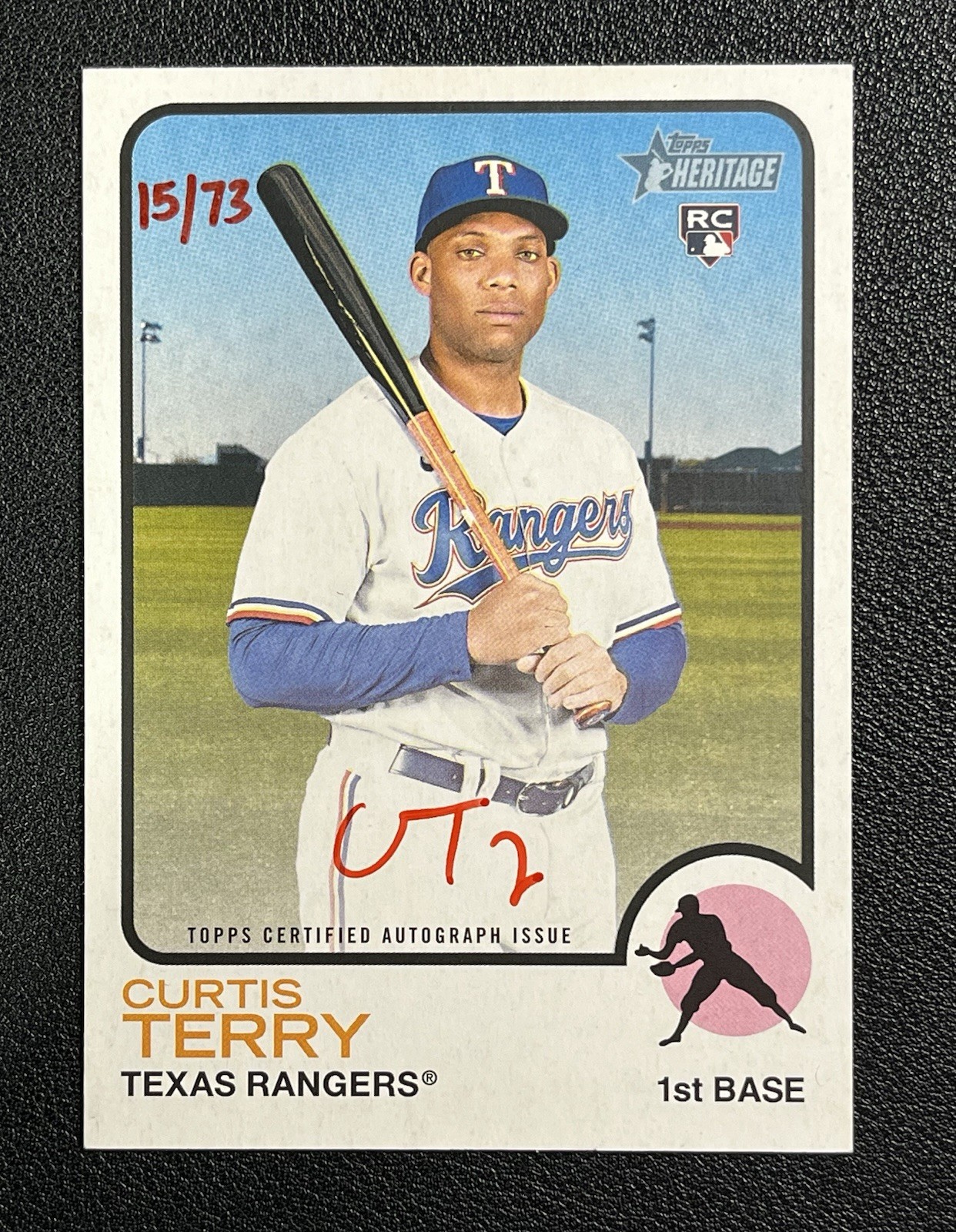 2022 Topps Heritage #ROA-CT Curtis Terry Real Ones Auto RED INK /73 Rookie