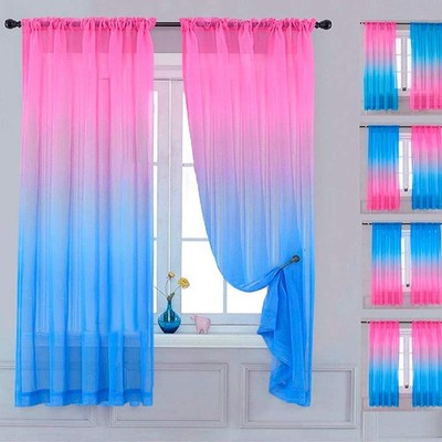 Yancorp Sheer Curtain Semi Bedroom 40''W x 63''L (Pack of 1), Pink Blue 