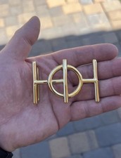 Auth HERMES H Logo Gold Plated Ulysse Hermès Belt Buckle 38mm (Excellent)