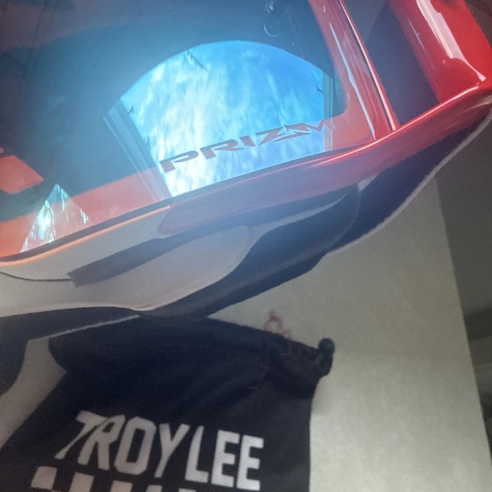 Google Oakley Front Line MX. Troy Lee Designs, moldura vermelha, branca preta. Prizm MX - Imagem 4 de 4