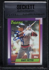BAS 1990 Topps Gary Pettis #512 Seal of Authenticity Auto 0t2s
