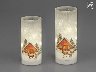 Formano Deko Licht '' Winterzeit '' Natur Hirsch Winterlandschaft Bäume LED Timer