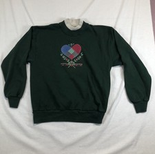 Vintage Gopher Sport Womens Medium Heart Floral USA-Made Pullover Sweatshirt