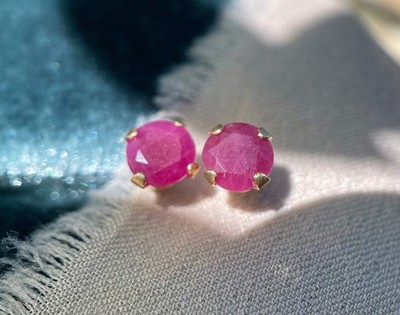 Ruby studs in 10k Yellow Gold