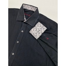 Men Robert Graham Classic Fit paisley floral flip cuff button up dress shirt M
