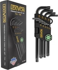 LEXIVON Torx Wrench Set, 9-Piece Premium Star Keys, 