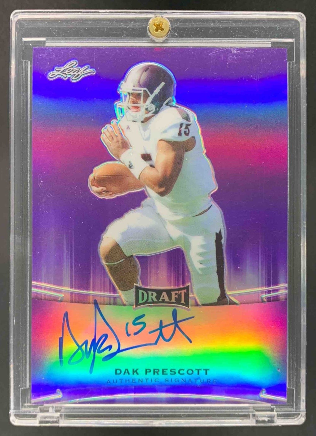 Dak Prescott Leaf Metal Draft Flashback Autographs #BADP2 Purple