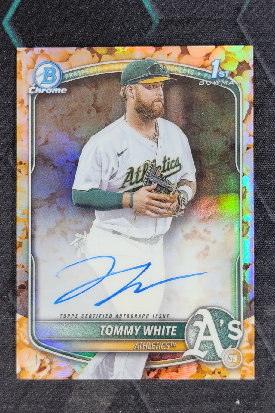 2025 Topps Chrome 1st Bowman Tommy White Auto Popcorn Refractor 1/5 SSP