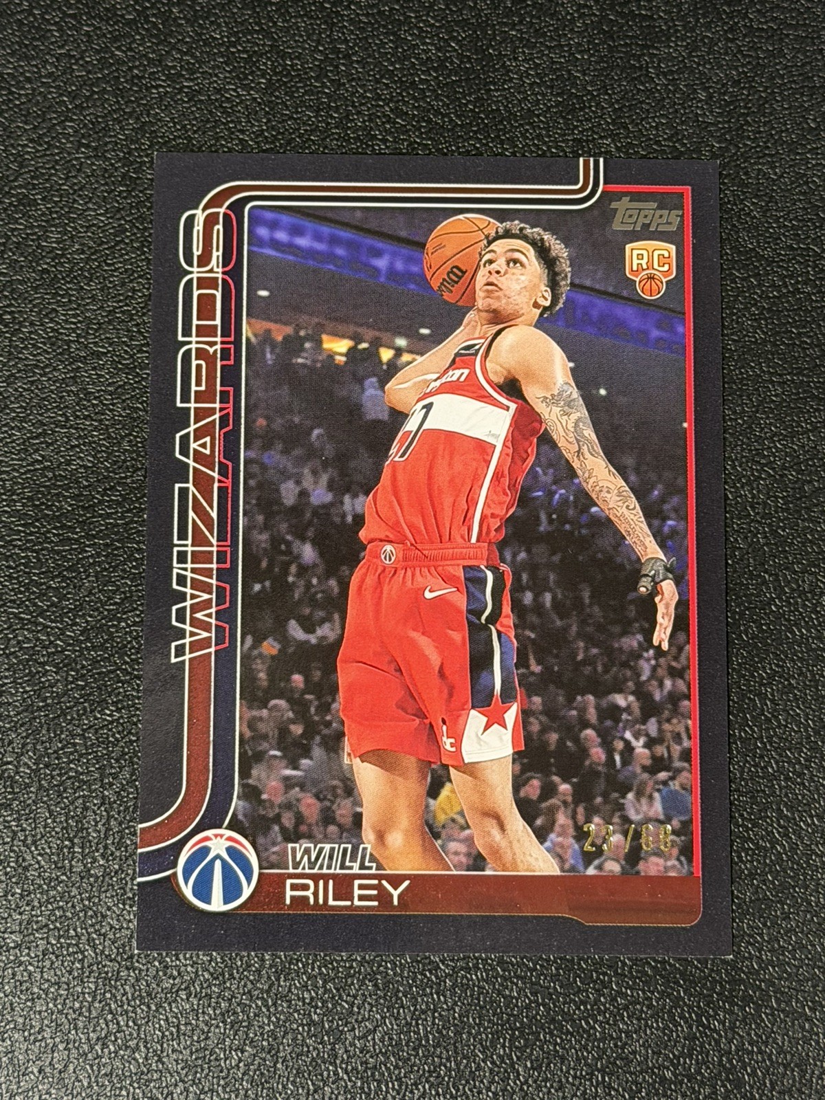 Topps Will Riley Black RC #221 /68 Washington Wizards 2025-26