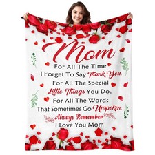 Mothers Day Blanket Gift Mom Daughter Son Birthday Letter Throw 50x60 Inch