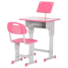 HOMCOM Banchetto Scuola per Bambini 6-12 Anni Sedia Altezza Regolabile Rosa
