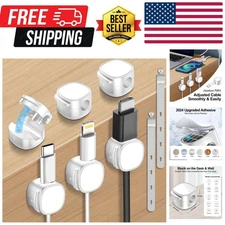 6 Pack,Magnetic Cable Clips & Silicon Cable Ties,[Cable Smooth Adjustable Und...