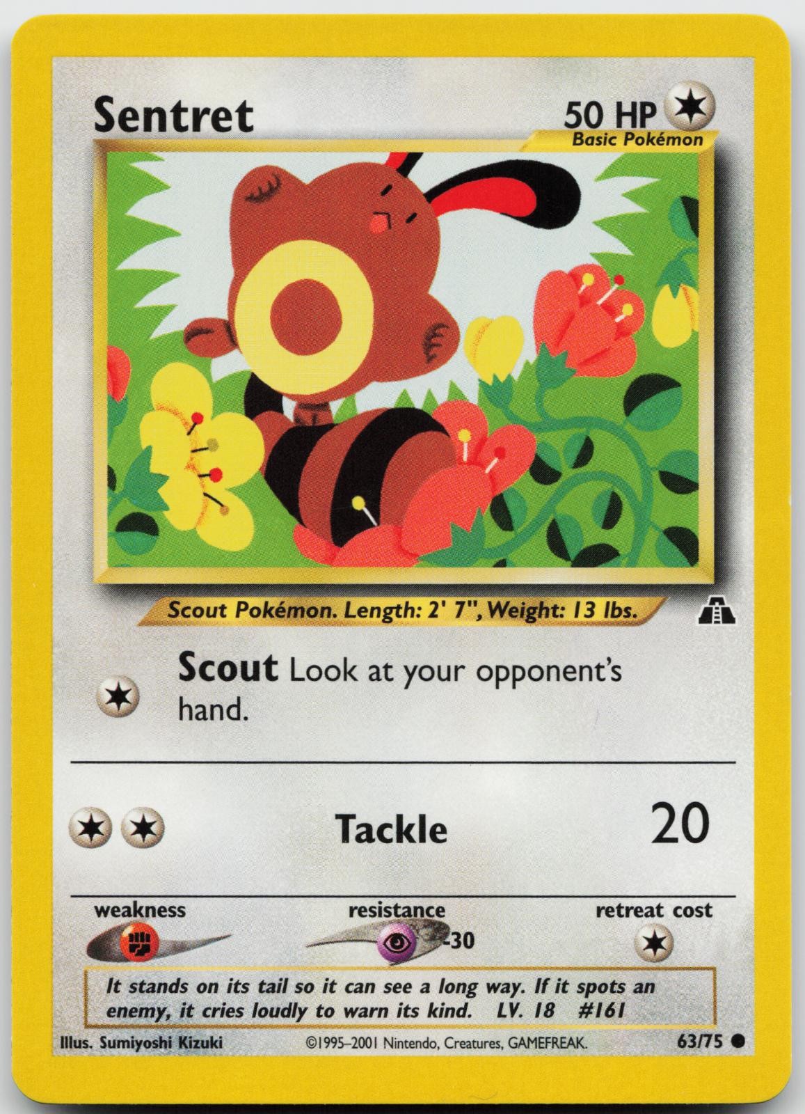 Sentret 63/75 Common Neo Discovery Pokemon Unlimited Near Mint